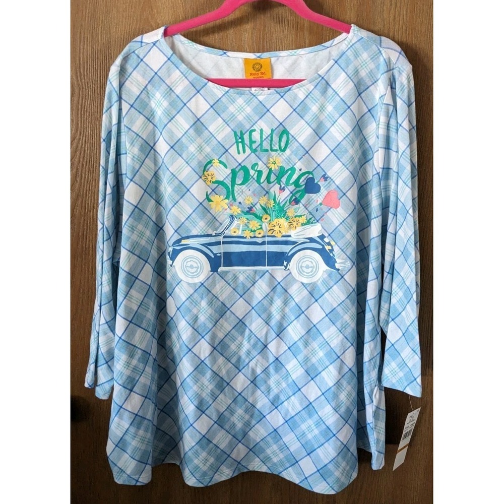 Ruby Road Woman 3X Shirt Hello Spring Knit 3/4 Flared Hem Plus NWT - Picture 2 of 6